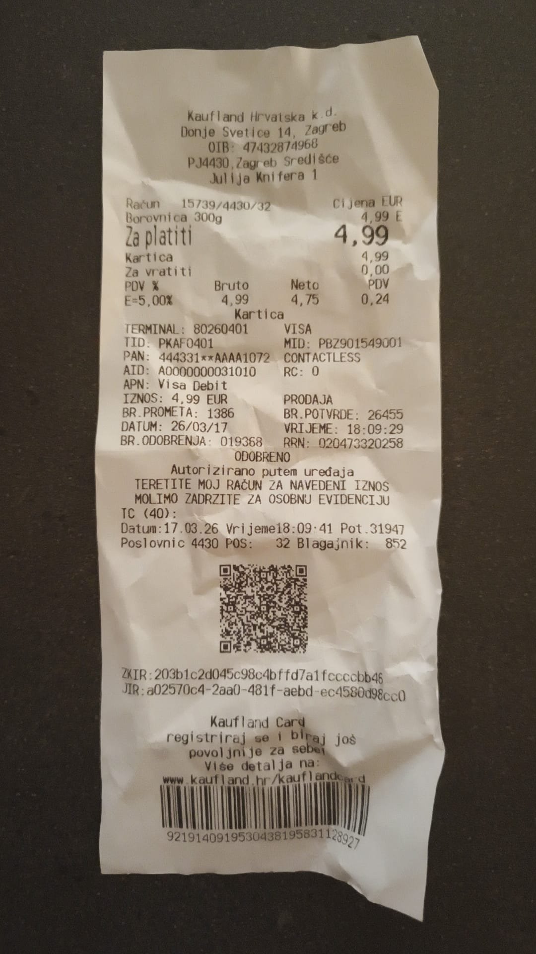 Receipt photo